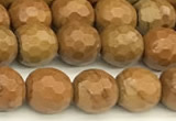 CWJ601 15 inches 6mm faceted round wooden jasper beads wholesale