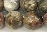 CWJ613 15 inches 10mm faceted round wooden jasper gemstone beads