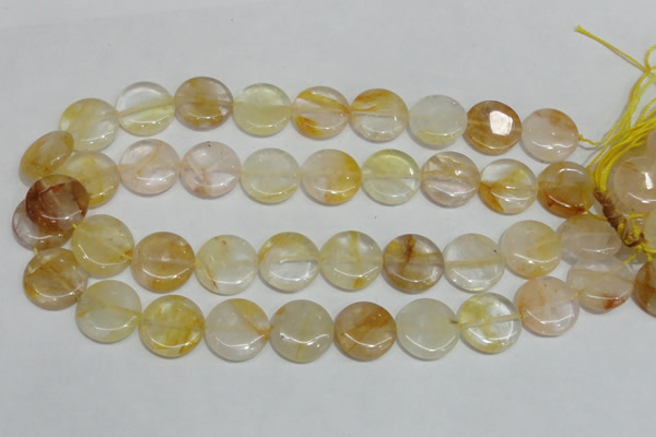 CYC06 15.5 inches 20mm flat round yellow crystal quartz beads
