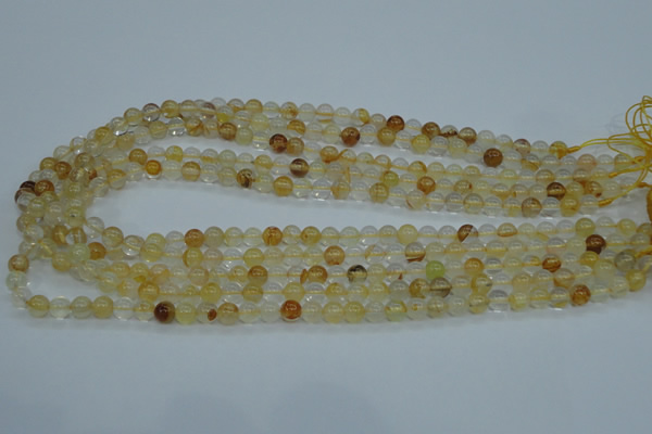 CYC101 15.5 inches 6mm round yellow crystal quartz beads