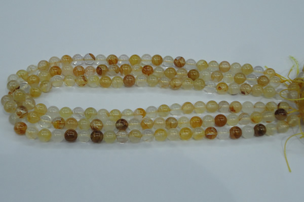 CYC102 15.5 inches 8mm round yellow crystal quartz beads