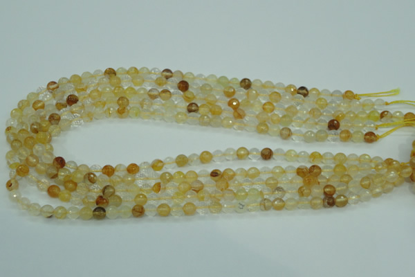 CYC112 15.5 inches 6mm faceted round yellow crystal quartz beads