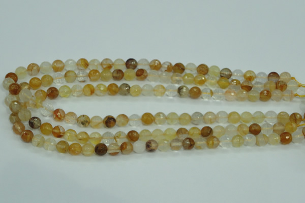 CYC113 15.5 inches 8mm faceted round yellow crystal quartz beads