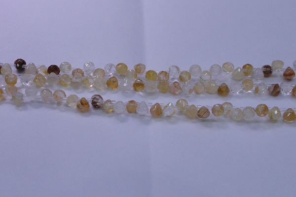 CYC135 Top drilled 7*7mm faceted teardrop yellow quartz beads