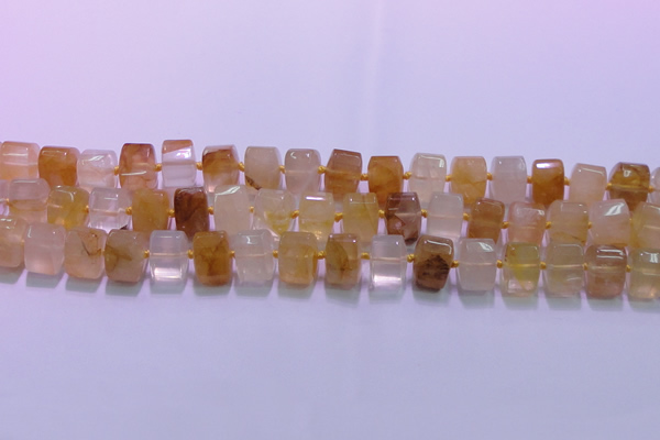 CYC138 15.5 inches 11*15*15mm faceted triangle yellow quartz beads