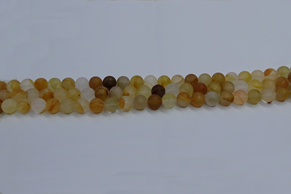 CYC140 15.5 inches 4mm round matte yellow quartz beads wholesale