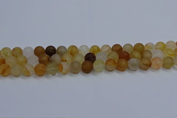 CYC142 15.5 inches 8mm round matte yellow quartz beads wholesale