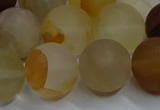 CYC145 15.5 inches 14mm round matte yellow quartz beads wholesale