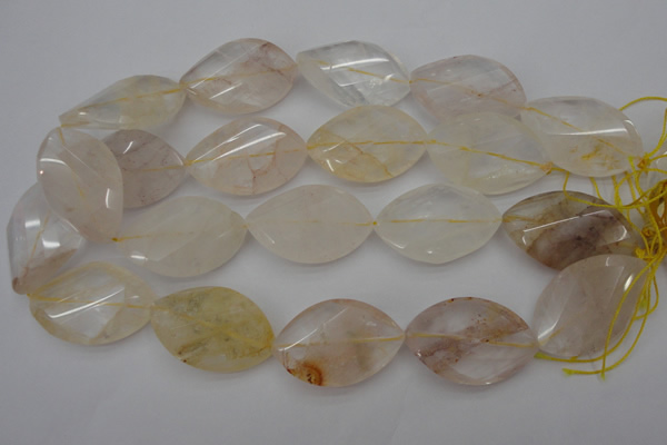 CYC202 15.5 inches 25*40mm twisted & faceted marquise yellow quartz beads