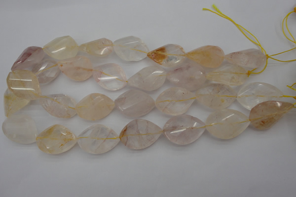 CYC204 15.5 inches 20*30mm twisted & faceted teardrop yellow quartz beads