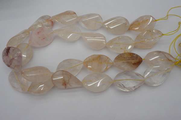 CYC205 15.5 inches 22*32mm twisted & faceted teardrop yellow quartz beads