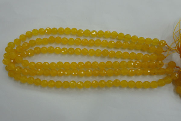 CYJ201 15.5 inches 6mm faceted round yellow jade beads wholesale