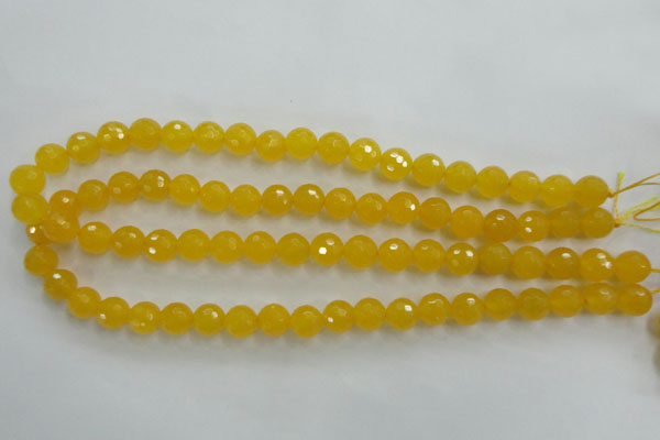 CYJ203 15.5 inches 10mm faceted round yellow jade beads wholesale