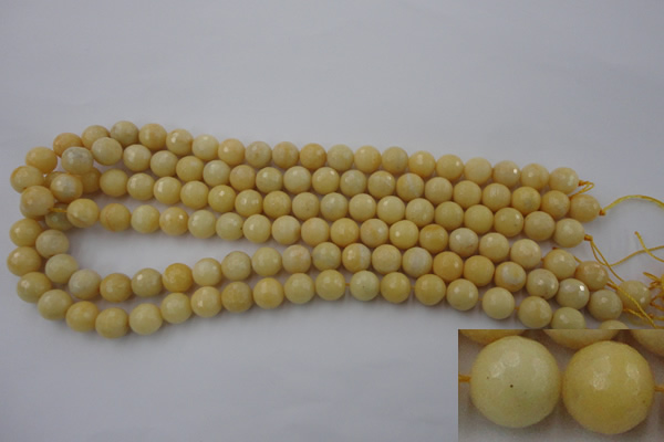 CYJ312 15.5 inches 8mm faceted round yellow jade beads wholesale