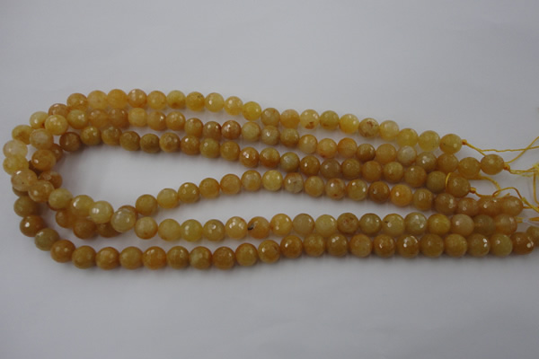 CYJ323 15.5 inches 8mm faceted round yellow jade beads wholesale
