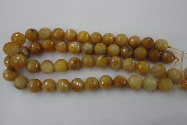 CYJ327 15.5 inches 16mm faceted round yellow jade beads wholesale