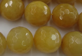 CYJ328 15.5 inches 18mm faceted round yellow jade beads wholesale