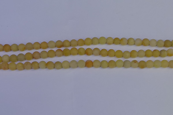 CYJ601 15.5 inches 6mm round matte yellow jade beads wholesale