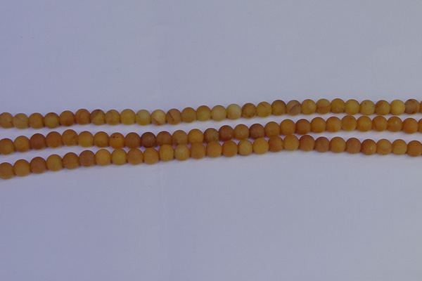 CYJ610 15.5 inches 4mm round matte yellow jade beads wholesale