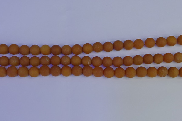 CYJ612 15.5 inches 8mm round matte yellow jade beads wholesale