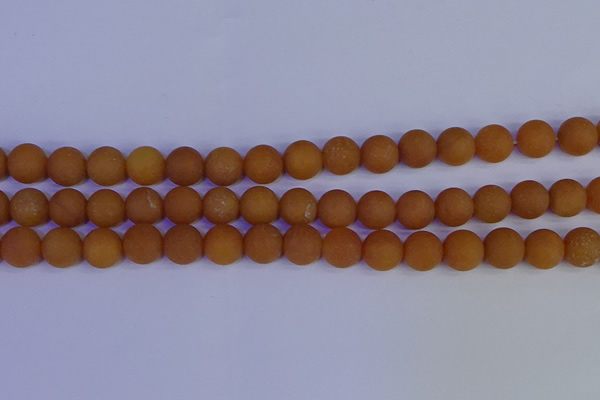 CYJ613 15.5 inches 10mm round matte yellow jade beads wholesale