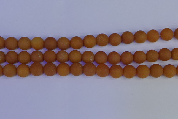 CYJ614 15.5 inches 12mm round matte yellow jade beads wholesale