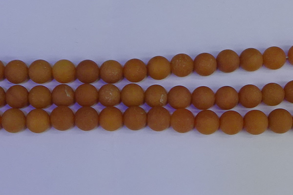 CYJ615 15.5 inches 14mm round matte yellow jade beads wholesale