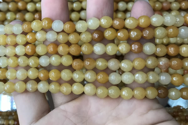 CYJ631 15.5 inches 6mm faceted round yellow jade beads wholesale