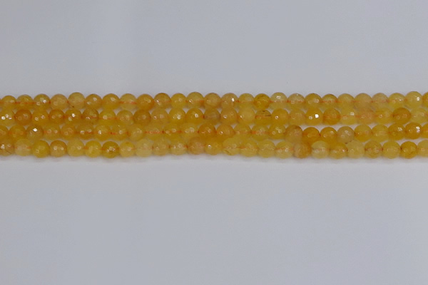 CYJ638 15.5 inches 4mm faceted round yellow jade beads wholesale