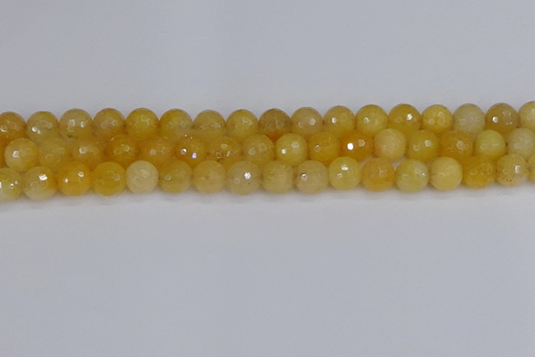 CYJ641 15.5 inches 10mm faceted round yellow jade beads wholesale