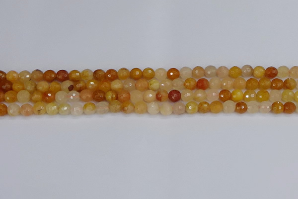 CYJ645 15.5 inches 4mm faceted round mixed yellow jade beads