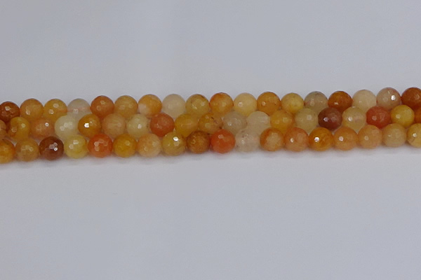 CYJ647 15.5 inches 8mm faceted round mixed yellow jade beads