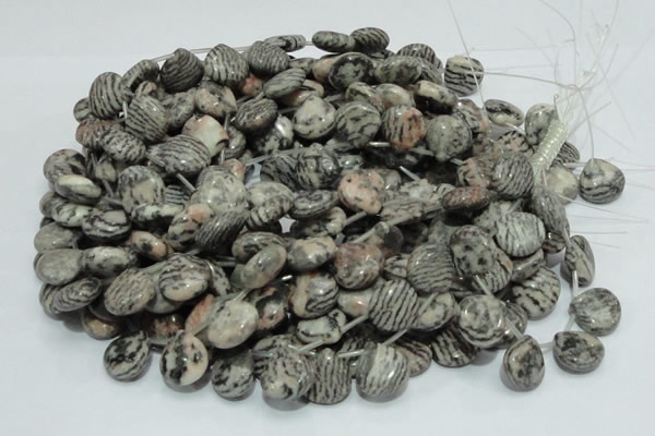 CZJ14 16 inches 16*16mm flat teardrop zebra jasper gemstone beads