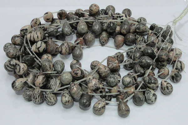 CZJ18 16 inches 13*18mm teardrop zebra jasper gemstone beads wholesale