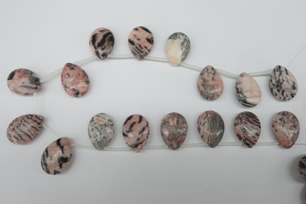 CZJ19 Top-drilled 18*25mm flat teardrop zebra jasper gemstone beads