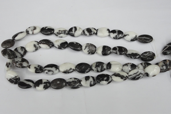 CZJ220 15.5 inches 13*18mm oval black & white zebra jasper beads