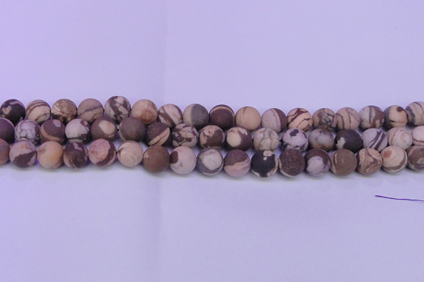 CZJ260 15.5 inches 4mm round matte zebra jasper beads