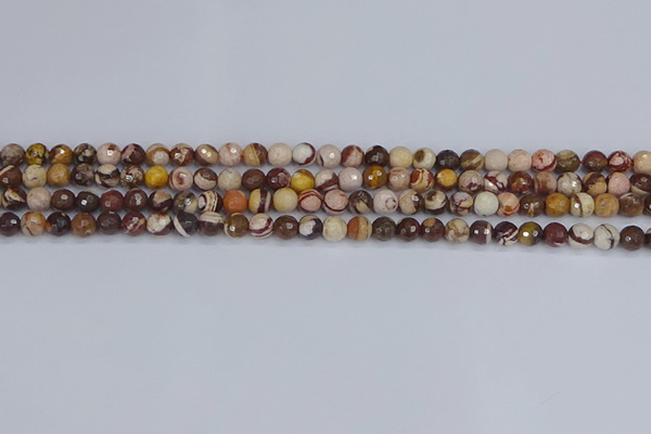 CZJ278 15.5 inches 4mm faceted round zebra jasper beads