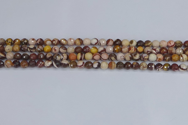 CZJ279 15.5 inches 6mm faceted round zebra jasper beads
