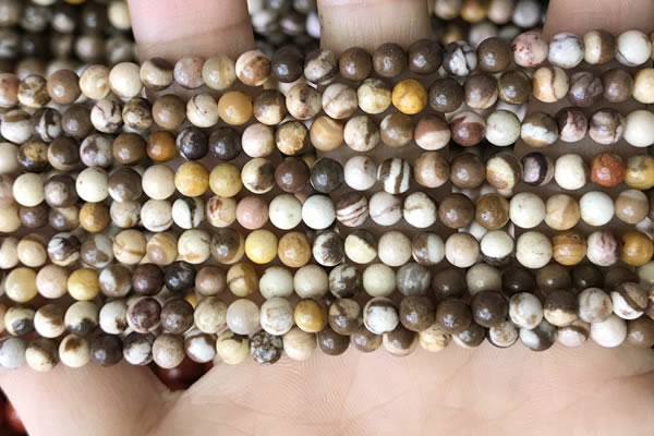 CZJ290 15.5 inches 4mm round brown zebra jasper beads wholesale