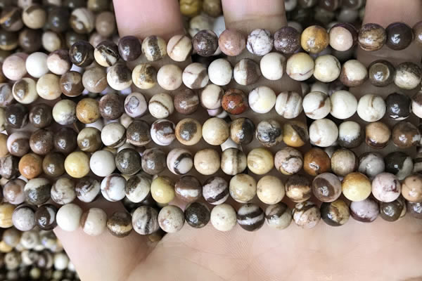 CZJ291 15.5 inches 6mm round brown zebra jasper beads wholesale