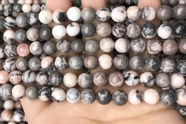 CZJ298 15.5 inches 8mm round pink zebra jasper beads wholesale