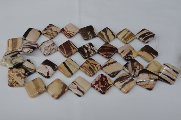 CZJ368 15.5 inches 20*20mm diamond zebra jasper beads wholesale