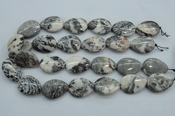 CZJ55 16 inches 22*30mm teardrop zebra jasper gemstone beads wholesale