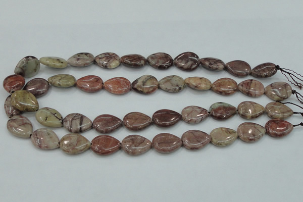 CZJ81 16 inches 15*20mm flat teardrop red zebra jasper beads wholesale