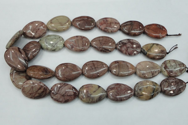 CZJ83 16 inches 22*30mm flat teardrop red zebra jasper beads wholesale
