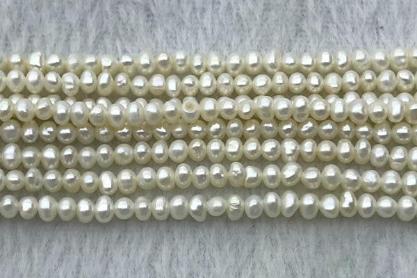 FWP09 14.5 inches 2.5mm - 3mm potato white freshwater pearl strands