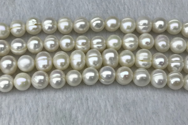 FWP100 15 inches 9mm - 10mm potato white freshwater pearl strands