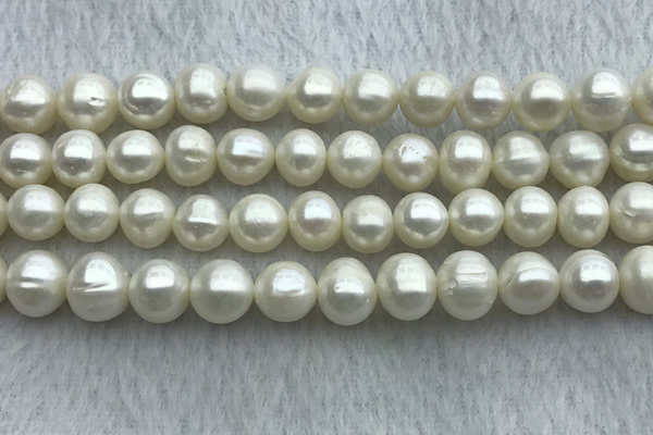 FWP101 15 inches 9mm - 10mm potato white freshwater pearl strands