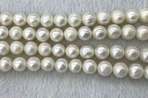 FWP114 15 inches 10mm - 11mm potato white freshwater pearl strands